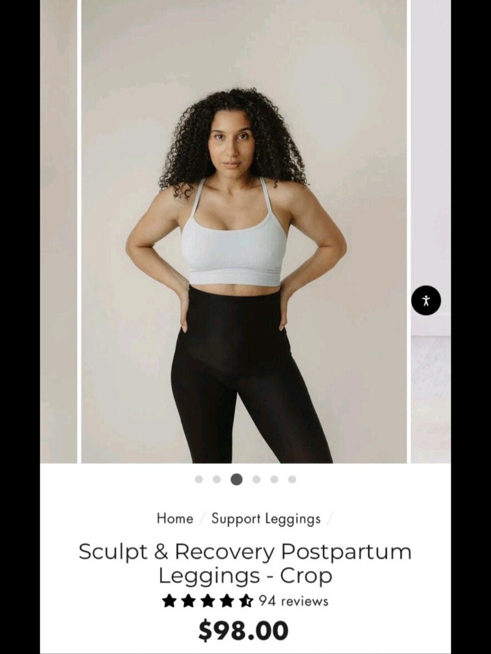 BaoBei Active Sculpt & Recovery Black Postpartum Shaping Leggings Size Medium